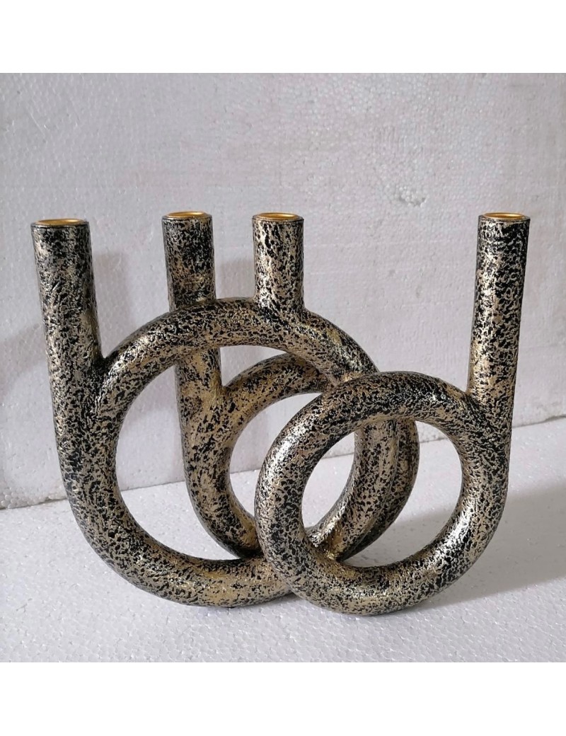 Polyresin candle holder bronze