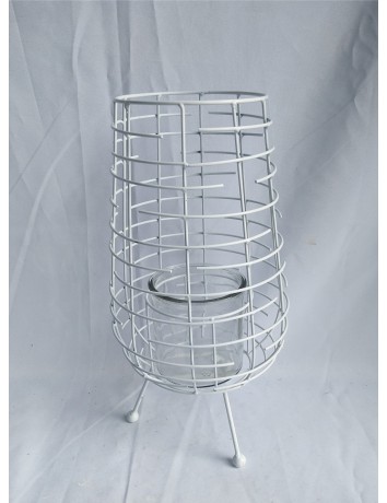 Metal candle holder white