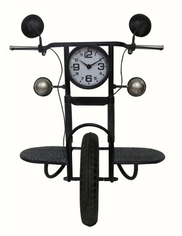 Metal wall clock motorcycle black