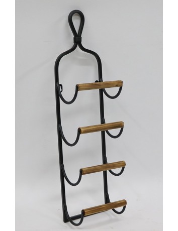 Metal/wood wine rack black