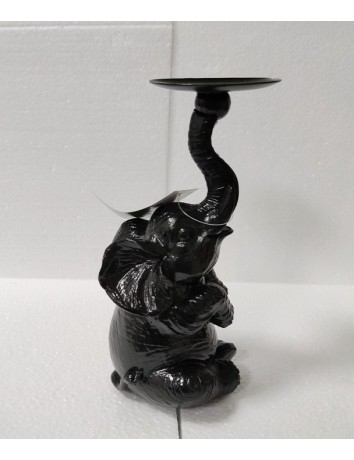 Elephant candle holder black