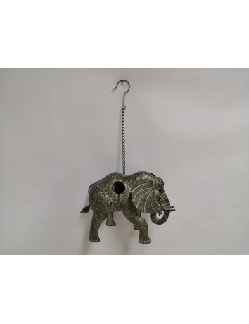 Metal elephant birdhouse