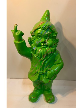 Polyresin gnome finger 30cm green splash