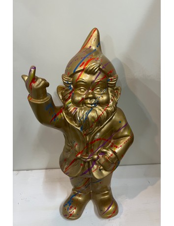 Polyresin gnome finger 30cm gold splash