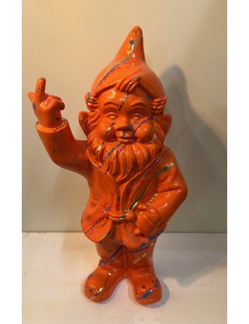 Polyresin gnome finger 30cm orange splash